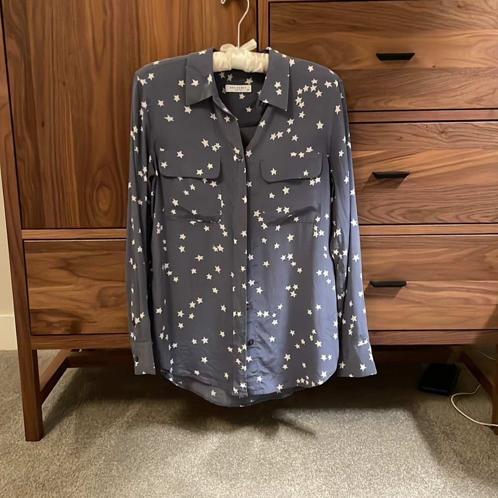 Equipment Star Print Blouse - Blue and White